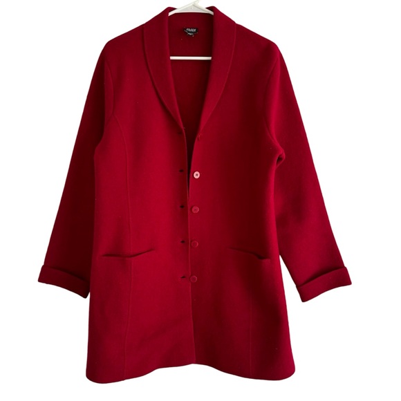 Eileen Fisher Burgundy Red Wool Jacket Coat vintage - Picture 1 of 5